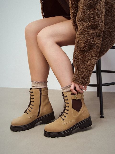 Medicine botki damskie kolor beżowy na platformie - zdjęcie produktu nr 1