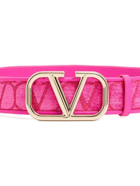 Valentino Garavani Toile Iconographe fabric belt with leather details 40mm - Pink