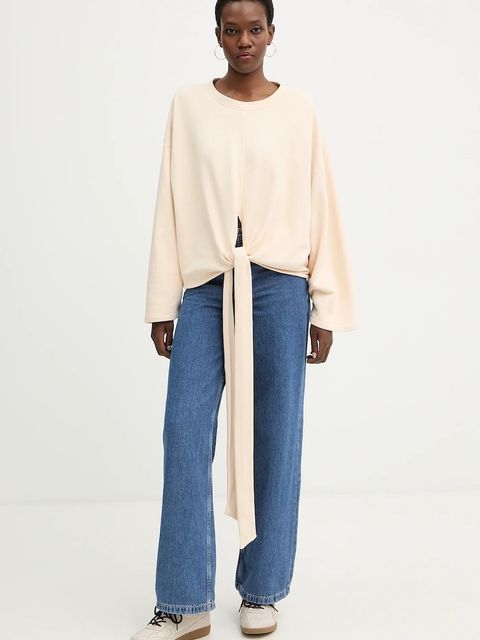 BOSS Orange bluza bawełniana C Ewani damska kolor beżowy gładka 50553456 - zdjęcie produktu nr 2