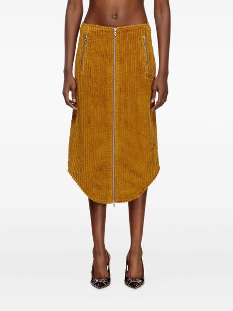 Diesel O-LLIPOP zip-front corduroy midi skirt - Brown
