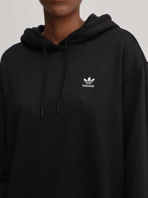 adidas Originals bluza Trefoil Hoodie damska kolor czarny z kapturem z nadrukiem IU2409