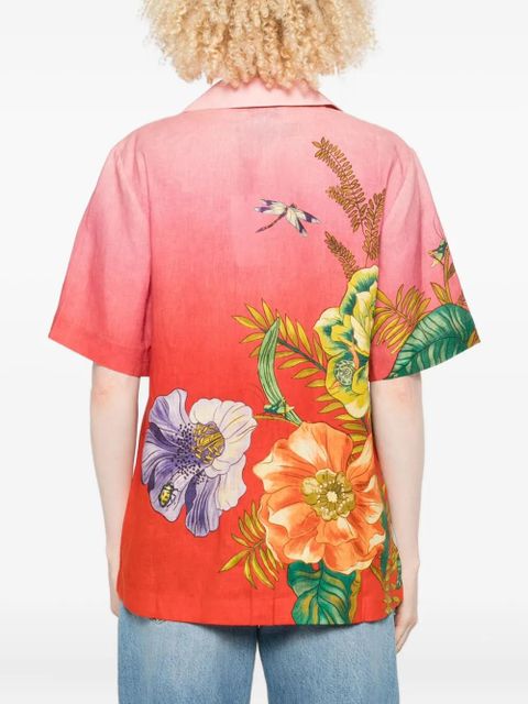 ALEMAIS Inez floral-print linen shirt - Pink