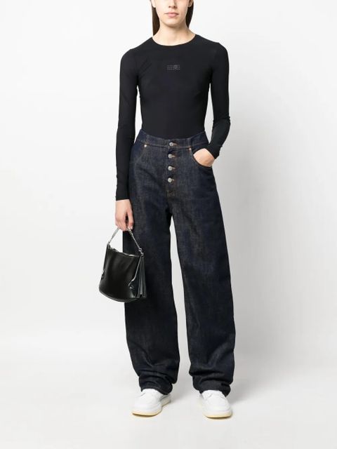 MM6 Maison Margiela logo-print long-sleeve bodysuit - Black