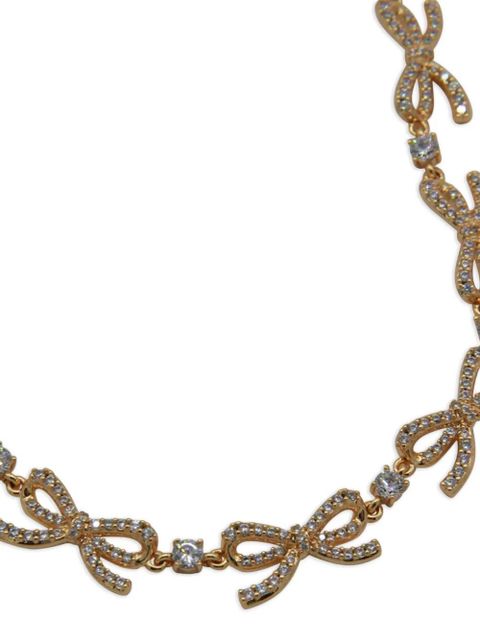 Self-Portrait bow-embellished necklace - Gold