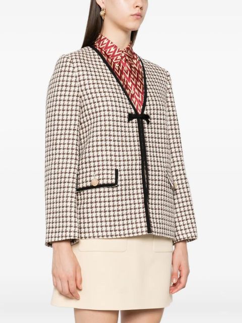 Valentino Garavani tweed houndstooth-pattern jacket - Neutrals