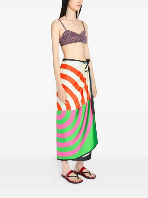 DRIES VAN NOTEN wrap printed midi skirt - Green