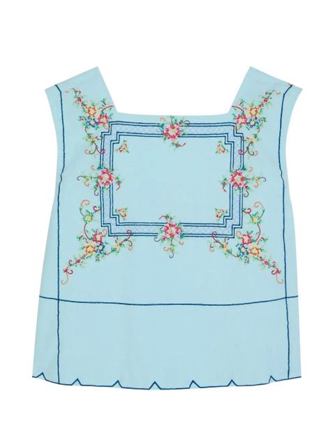 Free People floral-embroidered square-neck top - Blue - zdjęcie produktu nr 1