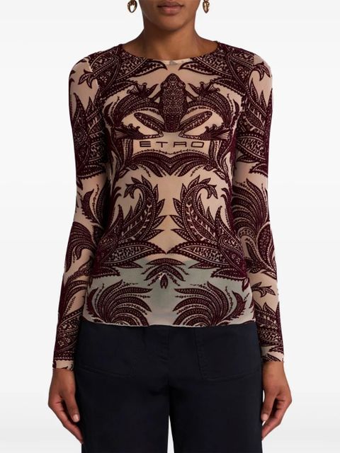 ETRO flocked tulle top - Red