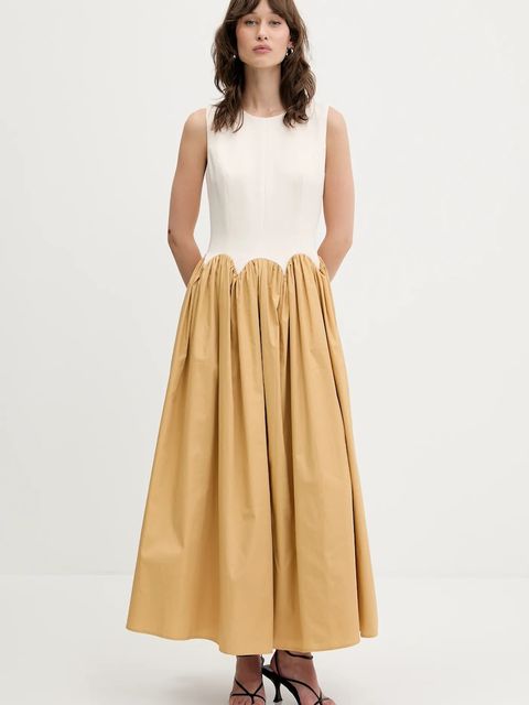 Never Fully Dressed sukienka kolor beżowy maxi rozkloszowana NFDDR2182 - zdjęcie produktu nr 1