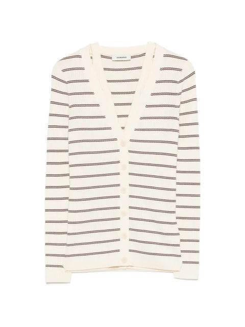 SANDRO striped V-neck cardigan - Neutrals - zdjęcie produktu nr 1