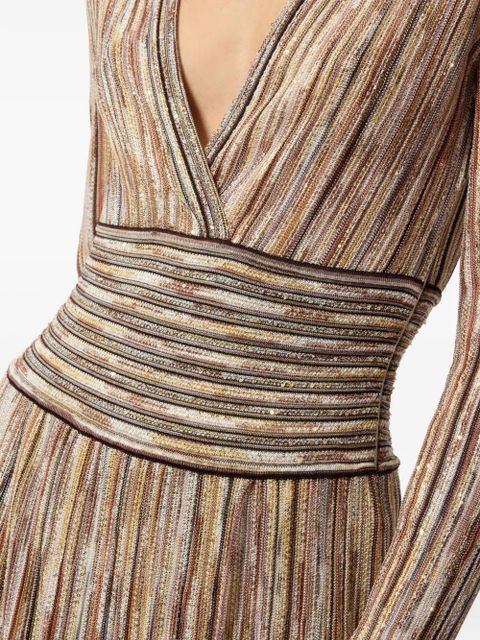 Missoni midi V-neck striped dress - Neutrals