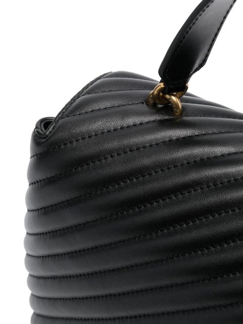 PINKO love-birds logo chevron-quilted bag - Black