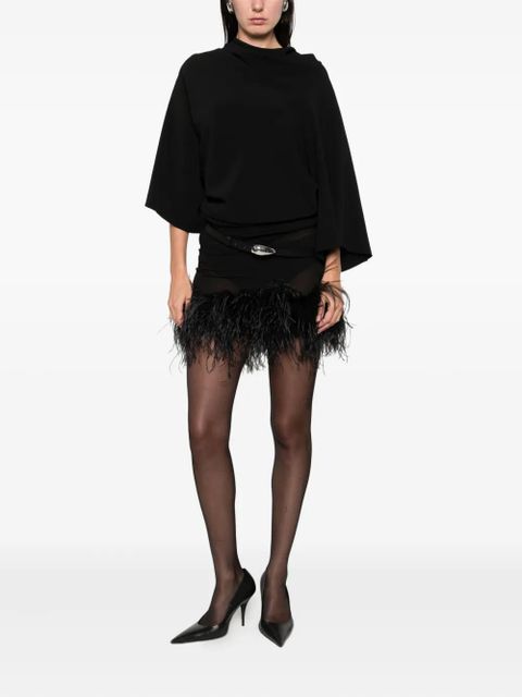 The Attico feather-trim mini skirt - Black - zdjęcie produktu nr 2