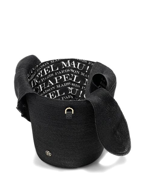 Maison Michel Barbara bow-detail straw bucket bag - Black