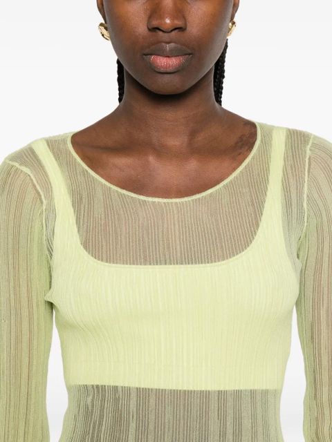 Simkhai long-sleeve sheer top - Green
