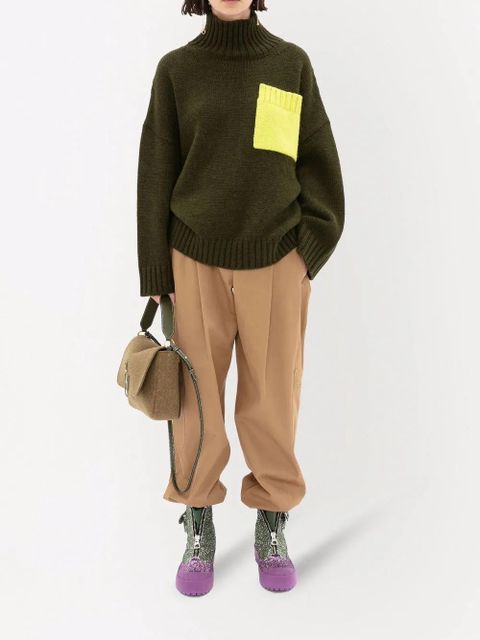 JW Anderson patch-pocket roll-neck jumper - Green