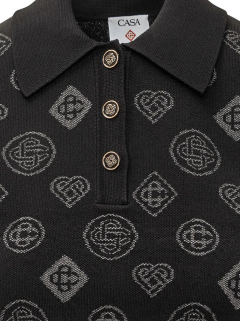 Casablanca jacquard buttoned polo shirt - Black