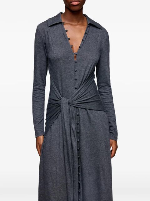 GANNI buttoned tie-waist maxi dress - Grey