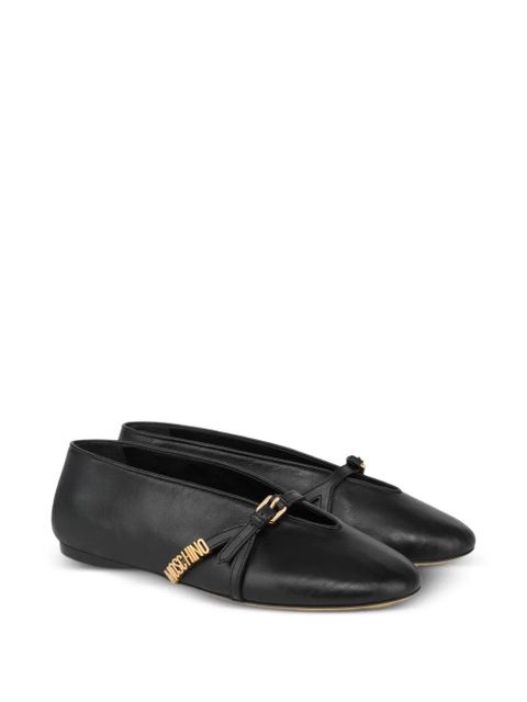 Moschino logo-lettering ballet flats - Black - zdjęcie produktu nr 2