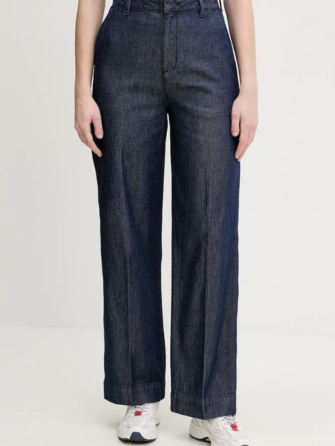 Calvin Klein spodnie damskie kolor granatowy szerokie high waist LV047E725G - zdjęcie produktu nr 1