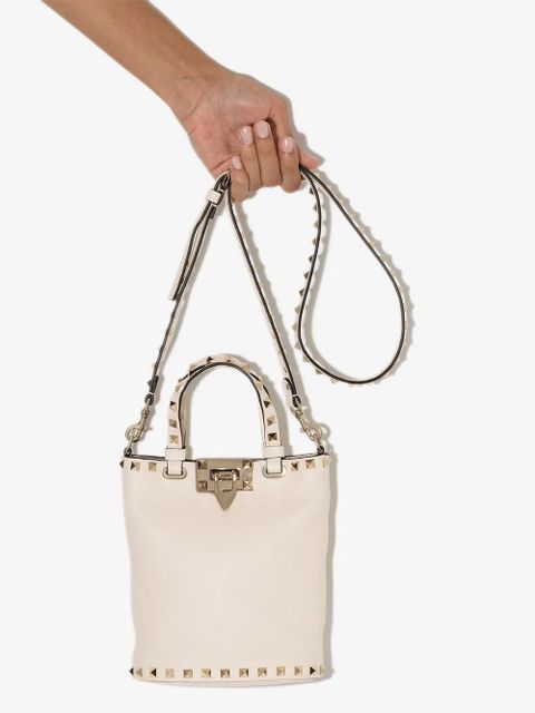 Valentino Garavani Rockstud leather crossbody bag - Neutrals