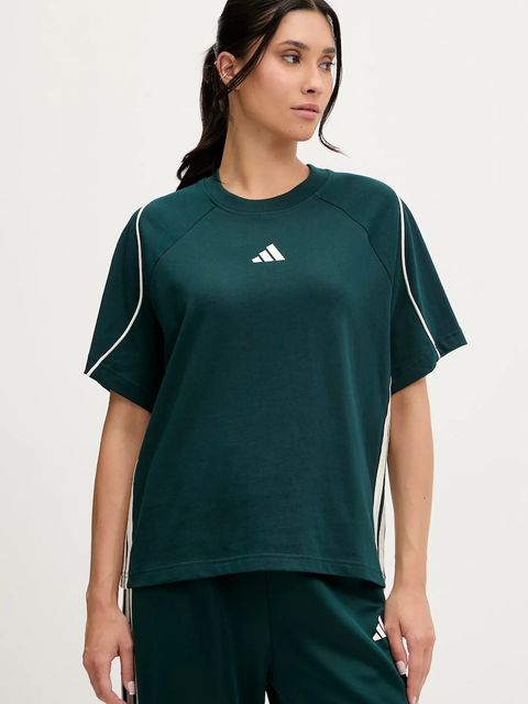 adidas t-shirt bawełniany Stadium damski kolor zielony JW0449 - zdjęcie produktu nr 1