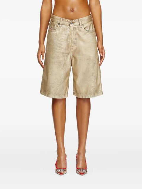 Diesel x Karol G De-Sire metallic-effect denim shorts - Gold