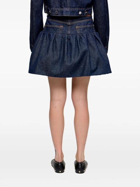 GANNI ruffled denim mini skirt - Blue
