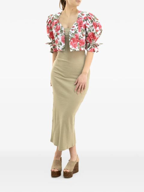 Marine Serre Crescent Moon-embroidered ribbed midi dress - Neutrals - zdjęcie produktu nr 2