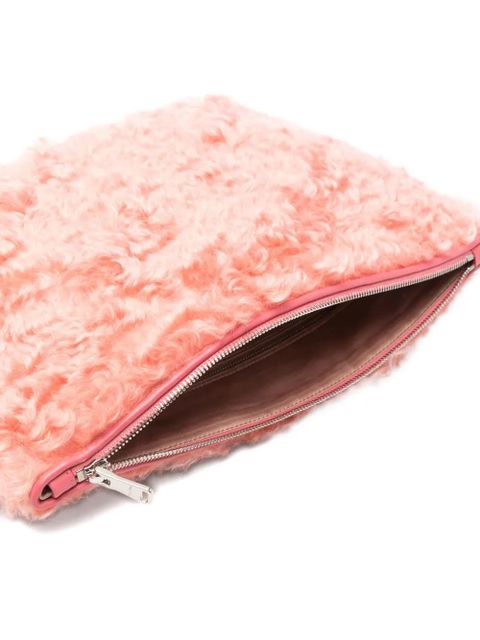 Miu Miu zip-top shearling clutch bag - Pink