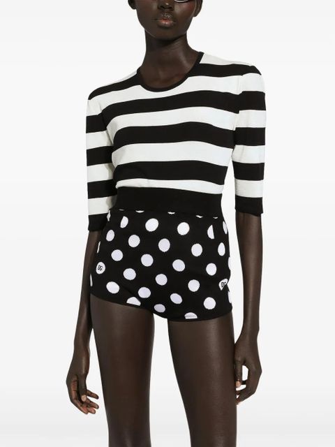 Dolce & Gabbana polka dot-pattern high-waisted shorts - Black