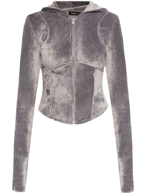 MISBHV rhinestone-logo cropped hoodie - Grey - zdjęcie produktu nr 1