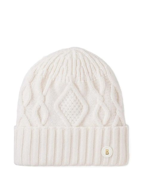 BOGNER Jamila cable-knit logo-patch beanie hat - White - zdjęcie produktu nr 1