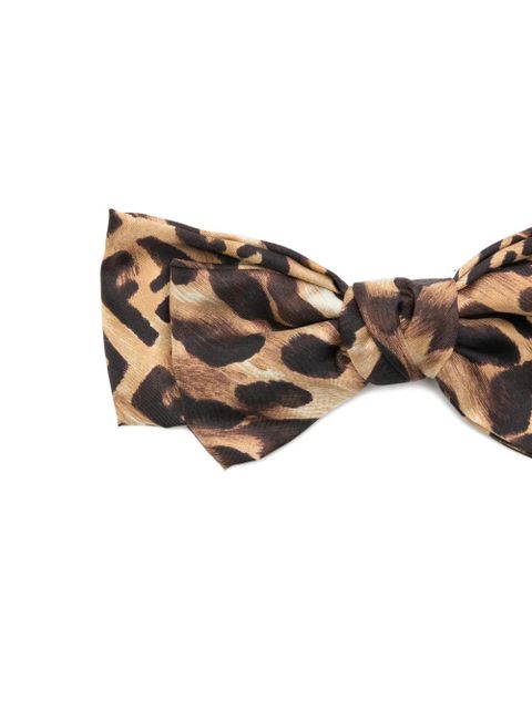 FENDI leopard print bow hair accessory - Brown