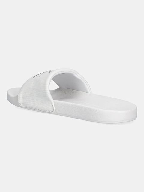 Calvin Klein Jeans klapki SLIDE MONOGRAM WN LOGO CK damskie kolor biały YW0YW01967