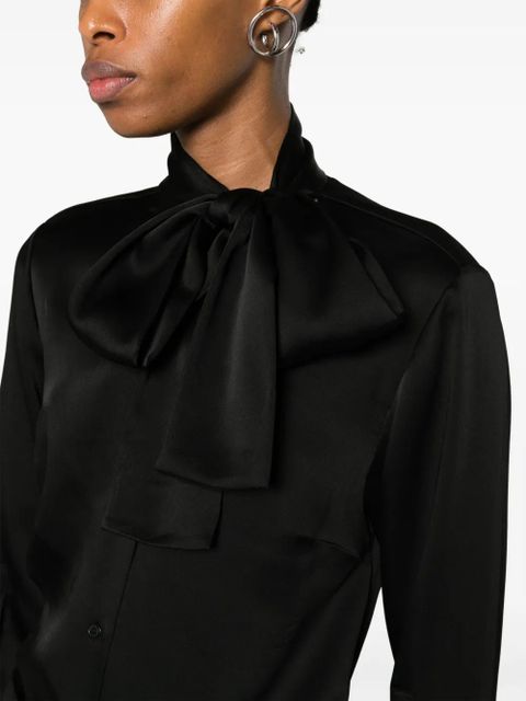 Simkhai Candela pussy-bow satin shirt - Black