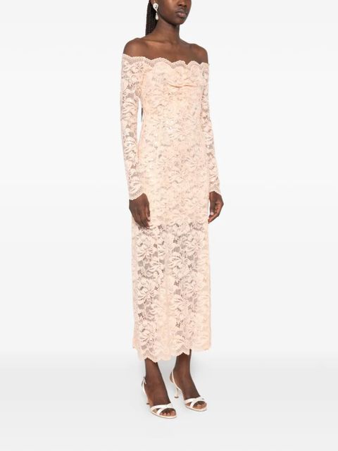 Rabanne floral-lace long-sleeve midi dress - Pink