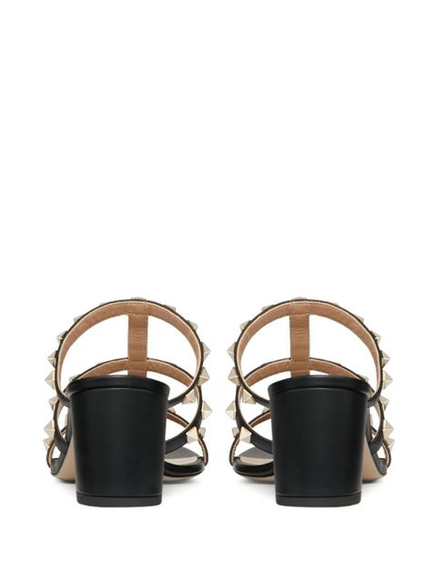 Valentino Garavani Rockstud calfskin leather slide sandal 60 mm - Black