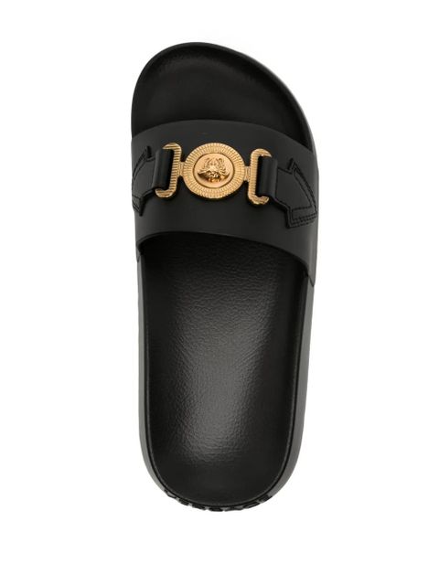 Versace Medusa-plaque embellished slides - Black