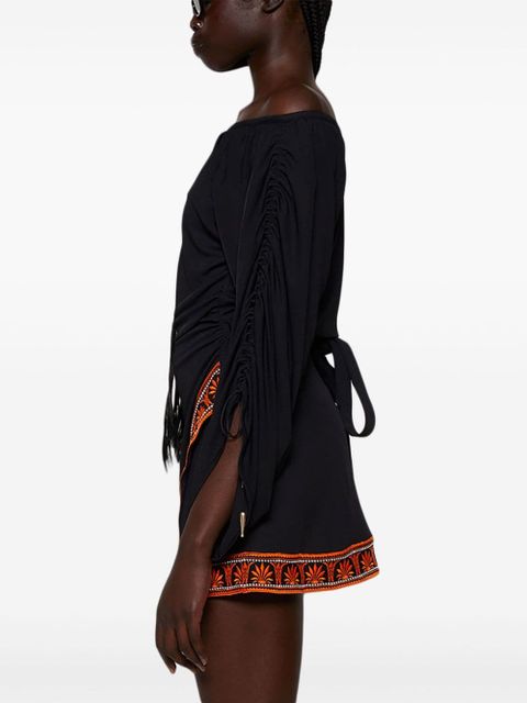 Rabanne contrast trimming off-the-shoulder minidress - Black