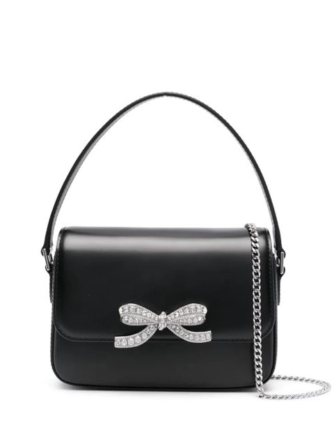 Self-Portrait bow-detail leather cross body bag - Black - zdjęcie produktu nr 1