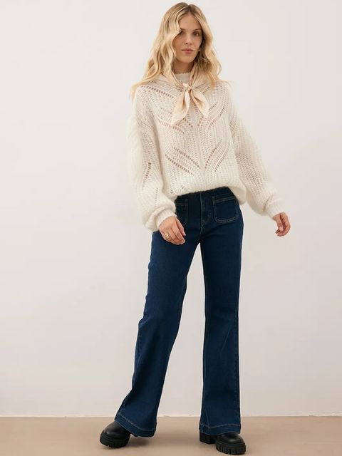 Bizuu sweter z dodatkiem wełny ROSSO damski kolor beżowy z półgolfem ROSSO KREMOWY - zdjęcie produktu nr 2