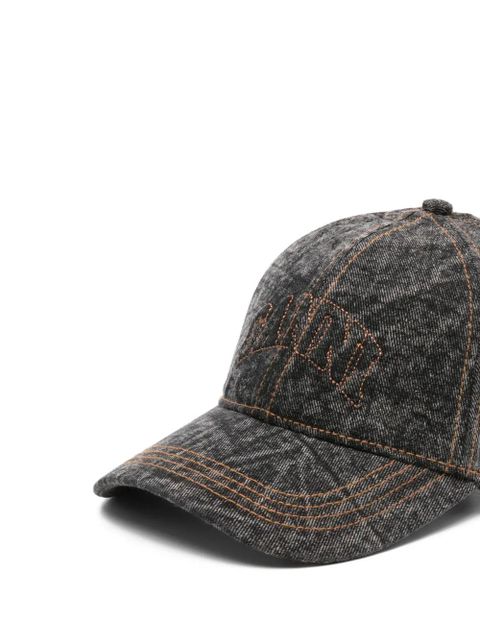 GANNI embroidered baseball cap - Black
