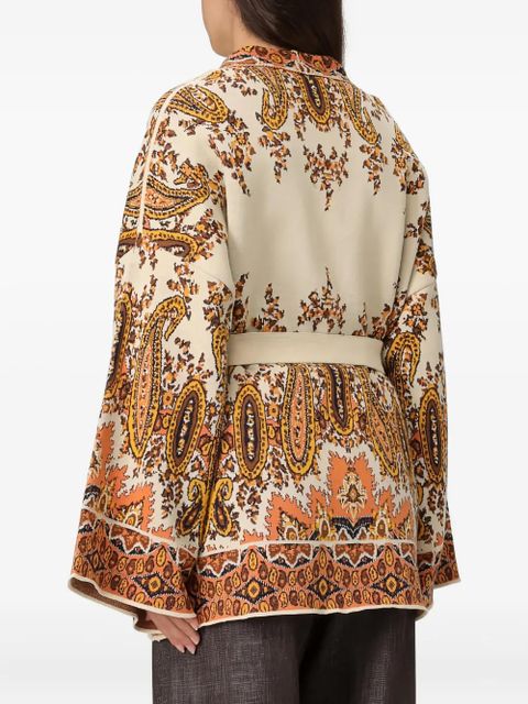 ETRO paisley-patterned belted cardigan - Neutrals