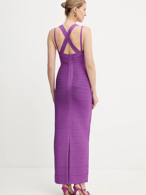 Herve Leger sukienka Sutton kolor fioletowy maxi dopasowana HLT8497963 - zdjęcie produktu nr 2