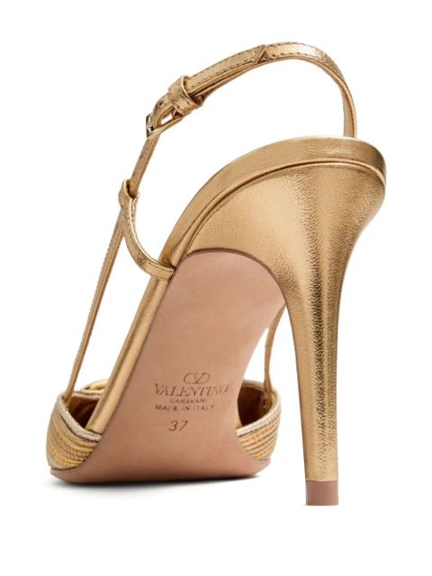 Valentino Garavani 80mm VLogo Signature slingback pumps - Gold