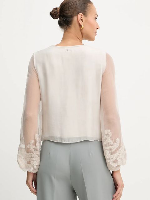 Guess bluzka z domieszką jedwabiu CAMILLA