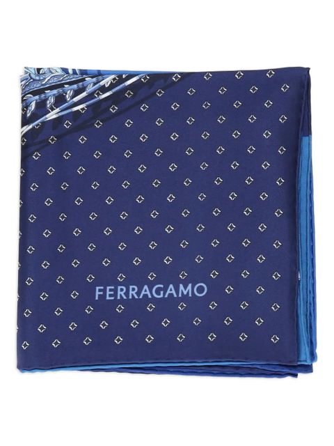 Ferragamo logo-print silk scarf - Blue - zdjęcie produktu nr 1