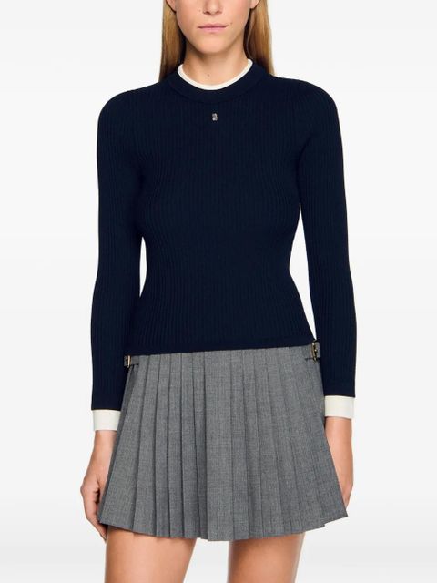 SANDRO long-sleeve ribbed T-shirt - Blue