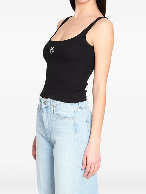 Marine Serre ribbed logo cropped tank top - Black - zdjęcie produktu nr 2
